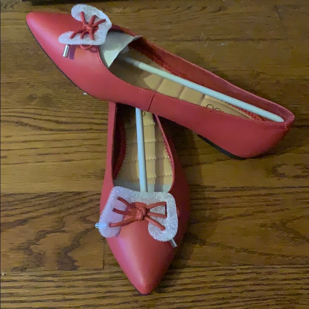 Red Pointed Ballet Flats
